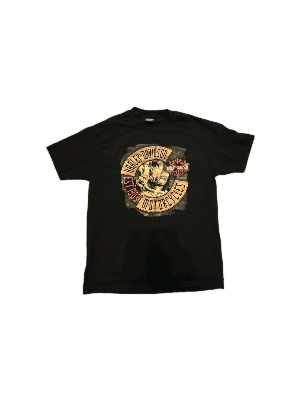 Harley Davidson Grizzly T Shirt L Missoula Montana Bear Fishing Double Sided